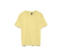 VERO MODA Basic - Maglietta da Donna con Scollo Rotondo, a Maniche Corte, Taglio Normale, Lemon Meringue., S