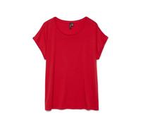 VERO MODA Becca Plain - Maglietta a Maniche Corte, Nastro Rosso, M