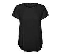 Vero Moda Becca Plain - Maglietta a Maniche Corte, Nero, S