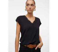 Vero Moda - Blusa a maniche corte nera con finiture in pizzo-Nero S