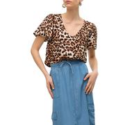 Vero Moda blusa scollo a V in fantasia maculata marrone M