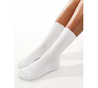 Vero Moda - Calzini a coste con volant bianchi-Bianco One Size