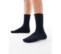Vero Moda - Calzini a coste con volant blu navy One Size