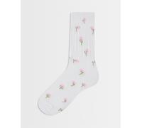 Vero Moda - Calzini a fiori rosa-Bianco One Size