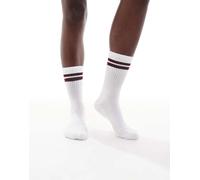Vero Moda - Calzini bianchi e bordeaux a coste con righe sportive-Bianco One Size