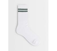 Vero Moda - Calzini bianchi e verdi a coste con righe sportive-Bianco One Size