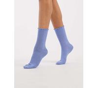 Vero Moda - Calzini blu glitterati con bordi con volant One Size