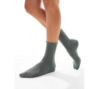 Vero Moda - Calzini glitterati kaki con volant sui bordi-Verde One Size