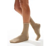 Vero Moda - Calzini glitterati oro con volant sui bordi One Size