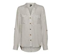 VERO MODA Camicetta da Donna Vmbumpy L/S New Wvn Ga Noos, Silver Mink/Stripes:Snow White, S