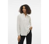 VERO MODA Vmlinn LS-Maglietta Wvn Noos Camicia a Maniche Lunghe, Bianco Neve/Strisce: Olga Moon Rock, XL Donna