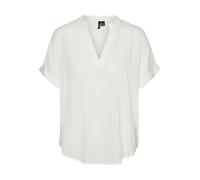 VERO MODA Top da Donna Stile Casual con Scollo a V e Polsini arrotolati, Camicia a Maniche Corte, Colore:Bianco, Taglia:S
