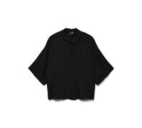 VERO MODA Camicia da Donna Taglio Ampio e Bottoni Camicia a metà Manica Femminile.setPreferredSize., Colore:Nero, Taglia:XL