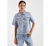 Vero Moda - Camicia di jeans squadrata a maniche corte lavaggio azzurro-Blu XS