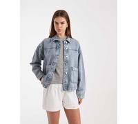 Vero Moda - Camicia giacca di jeans lavaggio azzurro con tasche sul davanti-Blu 2XL