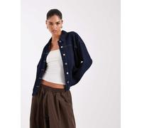 Vero Moda - Camicia giacca di jeans lavaggio blu scuro con tasche sul davanti-Blu navy 2XL