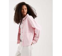 Vero Moda - Camicia giacca in denim rosa parfait con tasche sul davanti L