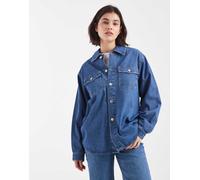 Vero Moda - Camicia in denim oversize blu lavaggio medio con tasche M