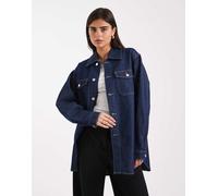 Vero Moda - Camicia in denim oversize rinse wash scuro con tasca-Blu navy XS