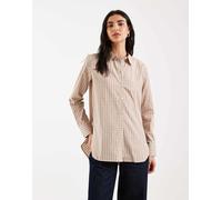 Vero Moda - Camicia Oxford oversize in cotone con stampa a quadri piccoli neutri-Neutro M