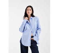 Vero Moda - Camicia Oxford oversize in cotone con stampa a righe blu ortensia XXS