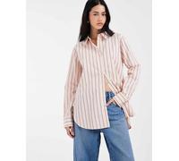 Vero Moda - Camicia Oxford oversize in cotone rosa chiaro a righe doppie XL