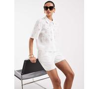 Vero Moda - Camicia squadrata in pizzo bianca in coordinato-Bianco S