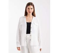 Vero Moda - Camicia stile utility in misto lino bianca con tasca sul davanti-Bianco S