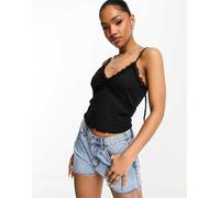 Vero Moda - Canottiera nera con inserto in pizzo-Nero XS