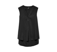 VERO MODA Canottiera Senza Maniche con Scollo a V e Bottoni, Colore:Nero, Taglia:S