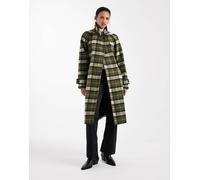 Vero Moda - Cappotto spazzolato elegante kaki a quadri con cintura-Verde XS