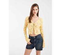 Vero Moda - Cardigan all'uncinetto allacciato sul davanti giallo oro con motivo S