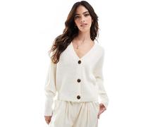 Vero Moda - Cardigan color crema pesante a coste con bottoni-Bianco XS
