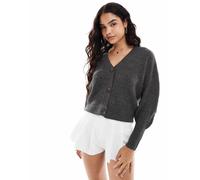 VERO MODA VMLEA LS V-Neck Cuff Cardigan Noos, Asfalto/Dettaglio: w. Fantasma/Tornado, XL