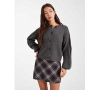 Vero Moda - Cardigan grigio asfalto con scollo rotondo e coste larghe M