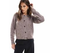 Vero Moda - Cardigan soffice in maglia color fossile mélange con scollo tondo-Marrone M