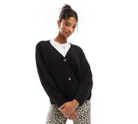 Vero Moda - Cardigan squadrato in maglia nera con tasche-Nero 2XL