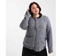 Vero Moda Curve - Cardigan in maglia grigio con bottoni applicati a forma di rose M