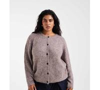 Vero Moda Curve cardigan morbido e soffice in maglia con scollo rotondo in fossil mélange-Marrone 52-54