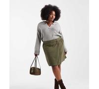 Vero Moda Curve - Minigonna in tessuto a coste color kaki-Verde 52