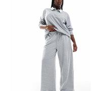 Vero Moda Curve - Pantaloni a fondo ampio in jersey grigio a righe in coordinato S