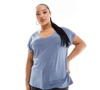 Vero Moda Curve - T-shirt sinuosa color blu petrolio con scollo a V M