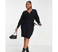 Vero Moda Curve - Vestito corto in maglia nera con davanti avvolgente-Nero L