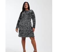 Vero Moda Curve - Vestito testurizzato nero con paillettes argentate M