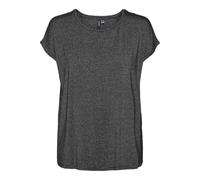 VERO MODA Damen Glanz T-Shirt Rundhals Kurzarm Basic T-Shirt Alltag, Colore:Nero, Taglia:S