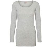 Vero Moda Damen VMMAXI My LS Soft Long U-Neck NOOS' Langarmshirt, Grau (Light Grey Melange), 36 (Herstellergröße: Small)