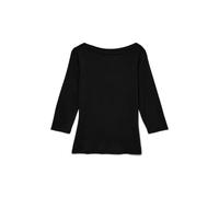 VERO MODA Donna Maglietta Elasticizzato a Manica 3/4, Scollo a Barca, Top Aderente, Manica Lunga., Colore:Nero, Taglia:L