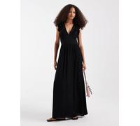 Vero Moda - Easy Joy - Vestito midi nero con scollo profondo e volant sulle spalle XXS