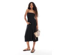 Vero Moda - Easy - Vestito alla caviglia arricciato nero con spalline sottili XXS