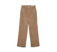 Vero Moda - Tessa - Pantaloni in tessuto a coste color visone dritti a vita alta-Neutro W32